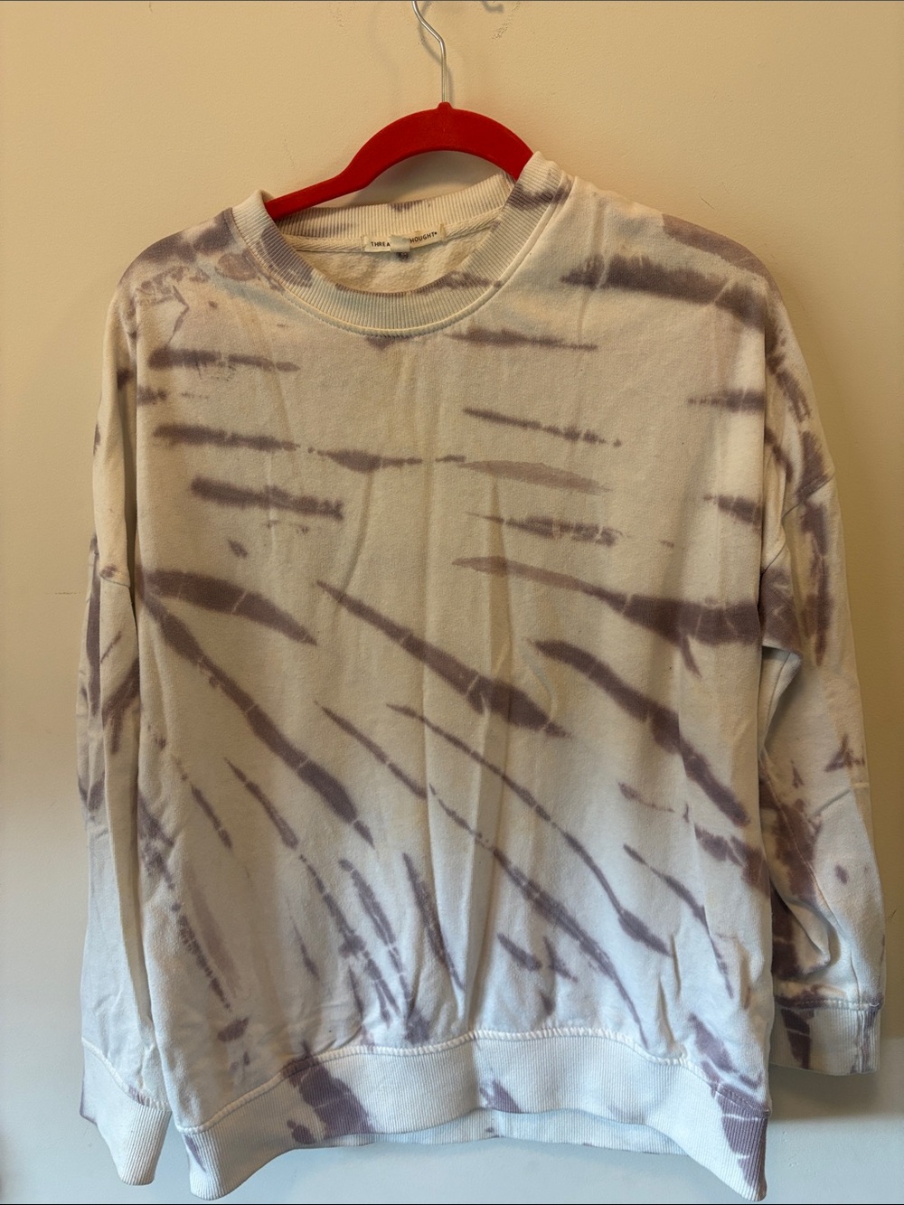 Threads 4 Thought White and Lavender Tie-Dye Crewneck